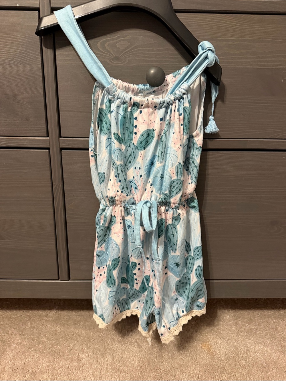 Girls' Blue Cactus Print Romper